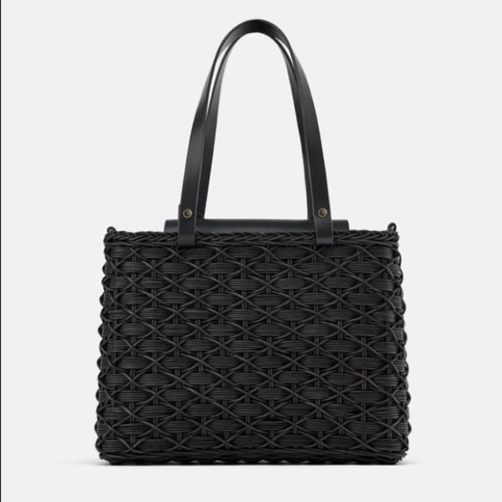 BOGOFREE! Zara Black Natural Basket Bag - Picture 2 of 5